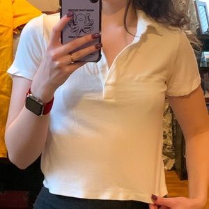 Wild fable white collared crop top